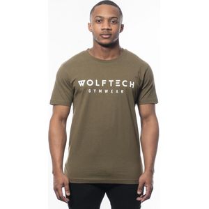 Wolftech Gymwear Sportshirt Heren - Olijfgroen - S - Regular Fit - Sportkleding Heren
