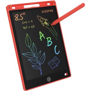 Tekentablet kinderen - 8,5 inch, Rood met kleurenscherm - Drawing tablet, Grafische tablet, LCD tekentablet - ACROPAQ
