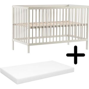 Cabino Mees babybed / Ledikant + Matras - verstelbare bodem 60x120 cm - Wit