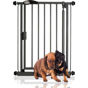 Auto-Close Hekje 61cm - 66.5cm Lei Grijs - Smal Drukbevestiging - Traphekje Hond & Puppy - Veiligheidsbarrière Smalle Deuren
