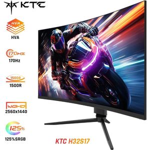 KTC H32S17 32 inch 1500R gebogen gamingmonitor - 2560x1440 QHD - 170 Hz verversingssnelheid - 99% sRGB - HDR10 - 1 ms MPRT-reactietijd - Laag blauw licht