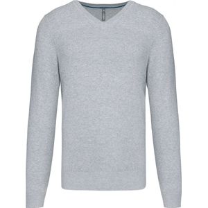 Pullover/Cardigan Heren L Kariban V-hals Lange mouw Light grey heather 87% Katoen, 11% Polyamide, 2% Elasthan