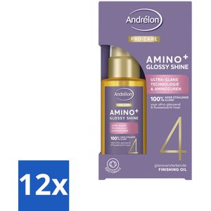 Andrélon – Finishing Oil – Pro Care Amino+ Glossy Shine – 50 ml - Voordeelverpakking - 12 stuks