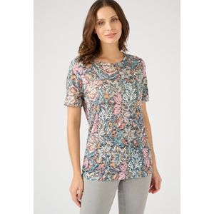 Damart - T-shirt met korte mouwen verweerd breisel met print - Dames - Blauw - XS