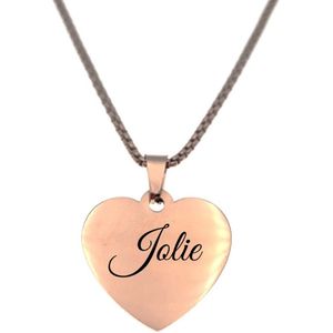Ketting - Hart - Met Naam - Jolie - Rosegoud