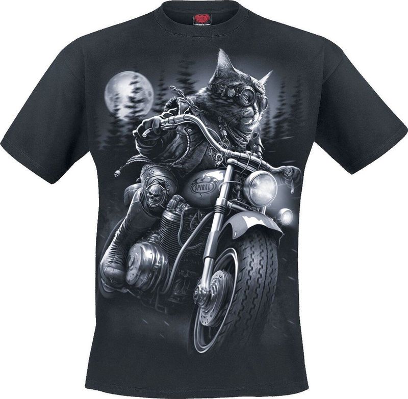 Spiral Heren Tshirt Nine Lives Zwart