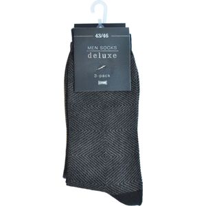 Mannen sokken - DELUXE 6 PAAR - naadloos - 80% katoen - assortiment blauw/grijs - heren maat 39/42