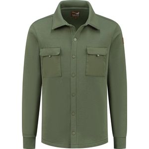MGO Luke - Sweat overhemd Heren - Vest mannen - Sweatshirt drukknopen - Groen - Maat XXL