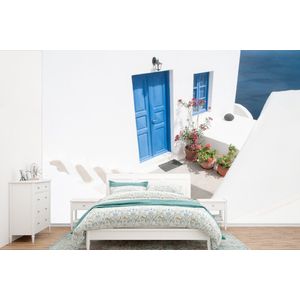 Architectuur - Blauw - Wit - Deur - Behangpapier