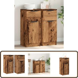 vidaXL Dressoirs - Set van 2 - 30x30x70 cm - Houtkleur Dressoir - Houten Dressoir - Vintage Dressoir - Opbergkast - Salontafel