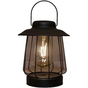 Anna Collection Tuin lantaarn tafellamp - Solar - zwart - D16 x H19 cm - LED buitenverlichting - Stijlvol