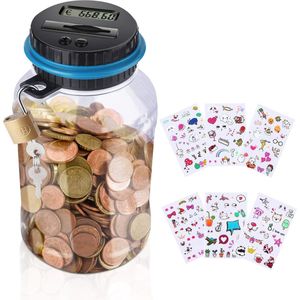 Piggy Bank Spaarpot voor kinderen - Elektronische spaarpot 18 l met slot, schattige stickers en teller