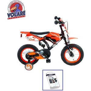 Volare Kinderfiets Motorbike - 12 inch - Oranje - Inclusief WAYS Bandenplakset