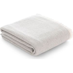 Multifunctionele Katoenen Bankplaid - Deken en Bedsprei (130 x 180 cm) - Lichtgrijs