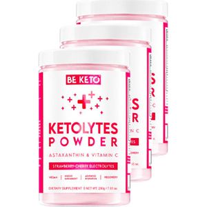 Be Keto | Keto Electrolytes Powder | Strawberry Cherry 200g | 3 stuks | 3 x 200 gram