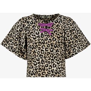 MyWay meisjes top met strikjes en luipaardprint - Bruin - Maat 122/128