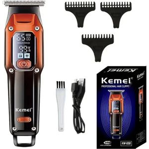 Kemei - KM 246 - Tondeuse - Trimmer - Oplaadbare Draadloze Elektrische Mens Facial Baard Scheerapparaat - Inclusief FuturiQ oplaadkabel - Rood