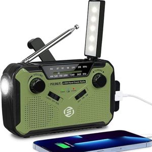 Equivera Noodradio - Noodradio - Emergency Radio - Survival Radio - Oorlog Radio - Opwindbare Radio - Solar Opwindbaar - Radio voor Rampen - SOS Alarm - Noodradio op Batterij - Draagbare Radio - AM/FM-Radio - Oplaadbare Batterij - Noodlader Telefoon