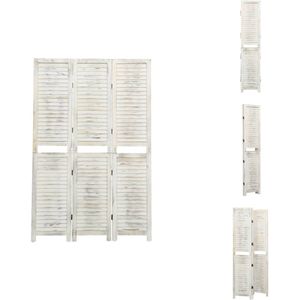 vidaXL Ruimteverdeler - Houten Scherm - 105x165 cm - Antiekwit - Kamerscherm