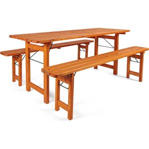 Biertafel met bankjes - Inklapbare tafel - Picknickset - Camping tafel - Klaptafel - Balkon tafel - Compleet gemonteerd geleverd