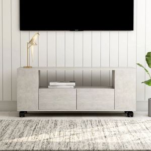The Living Store TV-meubel Classic 120x35x48 cm - Bewerkt Hout - Betongrijs