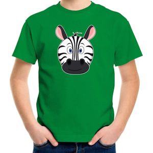 Cartoon zebra t-shirt groen voor jongens en meisjes - Kinderkleding / dieren t-shirts kinderen 134/140