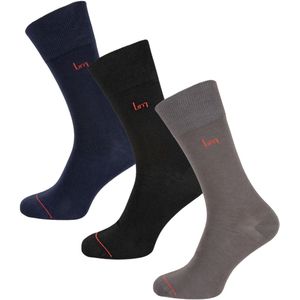 Undiemeister Sokken Heren - Hoge Sokken - 3-pack - Blauw-Grijs-Zwart - Zijdezacht - Mellowood Tencel - Extra Stevig - Sokken - Handgemaakt - Anti-transpirant - Maat 47-49