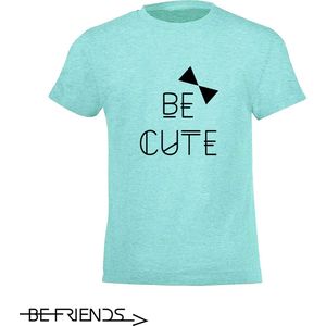 Be Friends T-Shirt - Be cute - Heren - Mint groen - Maat S