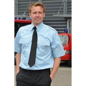 Heren Pilot Shirt - Overhemd - Korte Mouw - Licht Blauw - S/M (37/38)