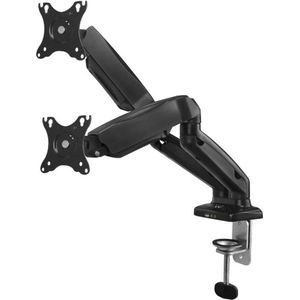 Monitorhouder voor 2 monitoren 13-27 inch - gasveer monitorarm - volledig beweegbaar - draaibaar - VESA 75 x 100 mm - 65 kg - 2 x audio - klemmontage
