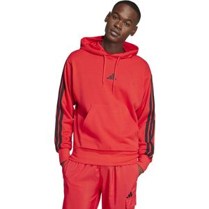 Adidas - Essentials 3 Stripes - Hoodie - Grijs - 55% Katoen, 36% Polyester (Gerecycled), 9% Viscose