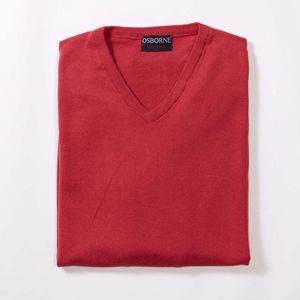 Osborne Knitwear Trui met V hals - Katoen - Red - 2XL