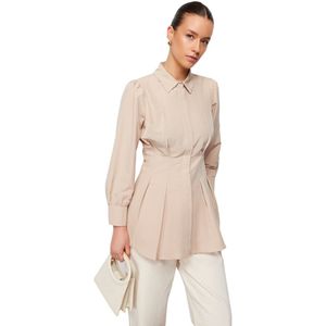 Trendyol Wit Getailleerd Geweven Overhemd Met Pareldetail Tctaw24Tg00027