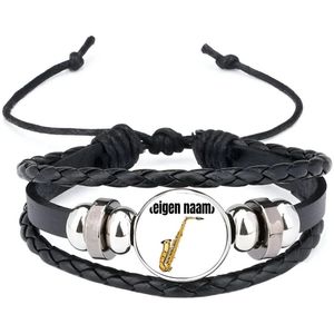 Akyol - saxofoon met eigen naam armband zwart - Saxofoon - muziek liefhebbers - iemand die houdt van saxofoons - verjaardag - cadeau - kado