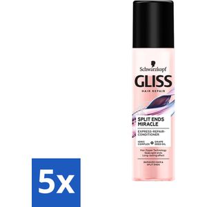 5 x Gliss - Split End Anti-Klit Spray - Tegen Gespleten Haarpunten - 200 ml - Ontwarringsspray - Druivenpitolie - Ionencomplex - Gliss - Schwarzkopf