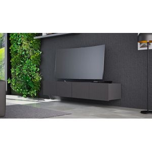 Promeubels - Tv meubel Kingston - Zwart mat - 200cm (2x 100cm) - Tv kast - Hangend of staand