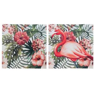 Zomer - Canvas Print ""flowers / Flamingo"" 60x60x2.5cm Multi