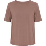 usha - BLUE LABEL - Shirt - Bruin - Ronde Hals - Kwartmouw