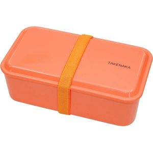 TAKENAKA Bento Snack Box Tangerine Orange milieuvriendelijke lunchbox gemaakt in Japan BPA- & rietvrij, 100% recyclebaar plastic flesgebruik, magnetron- en vaatwasmachinebestendig, Bentobox rechthoekig W19xD10.5 xH6.85cm 940ml (Mandarijn Sinaasappel)