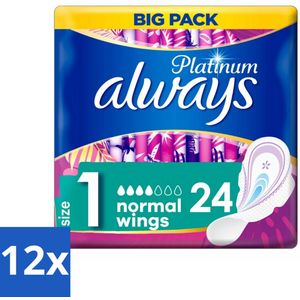 Always Platinum - Maandverband - Maat 1 - Normal Wings - Big Pack - 24 Pads - Voordeelverpakking - 12 stuks