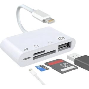 4 in 1 Lightning Hub naar USB 3.0 en Micro SD/SD Kaartlezer - Wit