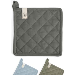 Walra Pannenlappen 2 stuks Cook and Trail - Met ophanglusje - 20x20 cm - 100% katoen - Off Black