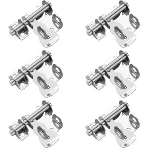 RVS Schuifslot Schuifbout Deur Schuifdeurvergrendeling Geschikt voor Kastdeuren Staldeuren Schuifdeuren Speciale Deursloten (Zilver), Set van 6