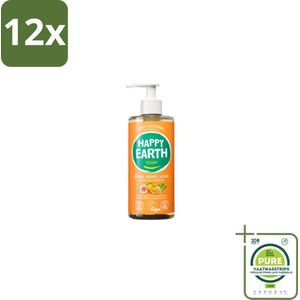 Happy Earth – Handzeep – 100% Natuurlijk Rose Petitgrain – 300 ml - Voordeelverpakking - 12 stuks - Natuurlijke handzeep - Vegan handzeep