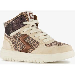 Blue Box hoge meisjes sneakers met panterprint details beige - Maat 30 - Uitneembare zool