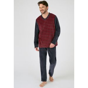 Damart - Gestreepte velours pyjama van katoenmix - Mannen - Grijs - S