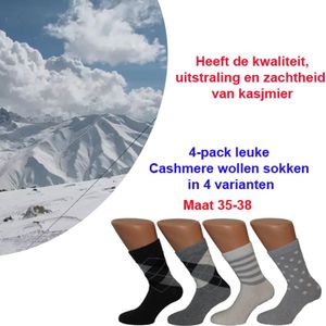 4-pack leuke Cashmere wollen sokken in 4 varianten | Maat 35-38