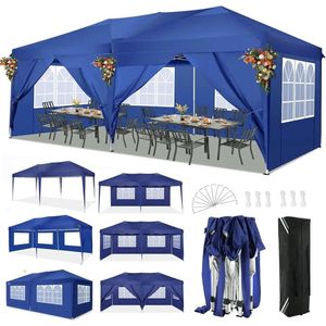 Partytent – Tent – Overkapping – Buitenluifel – 3x6 Meter – Waterdicht Oxford Doek – Verstelbaar Stalen Frame - Marineblauw