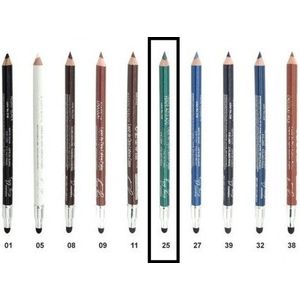 Easy Paris - Oogpotlood en Lippotlood - Extra Waterproof - Keizerlijk Groen - Verde Azulado - Met puntenslijper en smudger/vervager - Nummer 025 - 1 Stuks