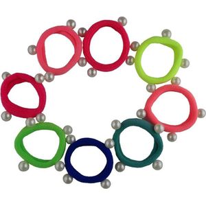 Jessidress Elastiekjes Meisjes Haar elastieken met witte parels - 8 stuks